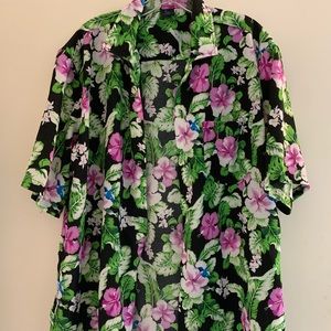 Green and Purple Short Sleeve Hawaiian Shirt